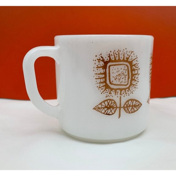 Brown sunflower, Federal glass, milk glass, vintage coffee mug, vintage mug - Picture 4 of 9